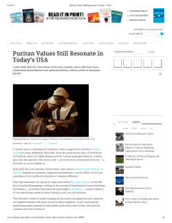 Puritan Values Still Resonate in Today`s USA