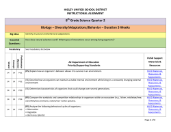 8th Grade Science Quarter 2 Biology &ndash; Diversity/Adaptations
