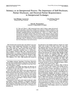Intimacy as an Interpersonal Process" The Importance of Self