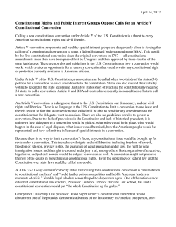 Constitutional Rights and Public Interest Groups Oppose Calls for an
