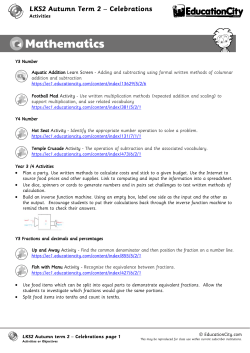 LKS2 Celebrations Activities