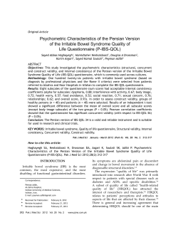 Psychometric Characteristics of the Persian Version of the Irritable
