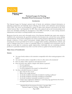 National League for Nursing Healthful Work Environment Tool Kit&copy;