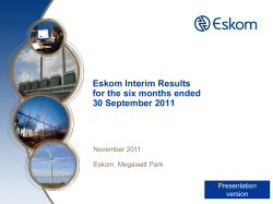 Eskom Interim Results for the six months ended 30 September 2011