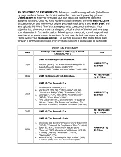 Assignment Schedule and Due Dates