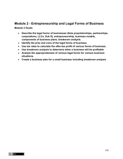 Module 2 - Entrepreneurship and Legal Forms of Business