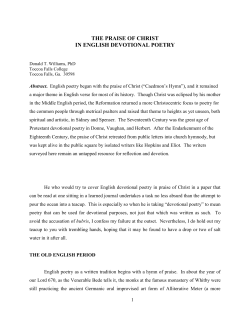 the praise of christ in english devotional poetry