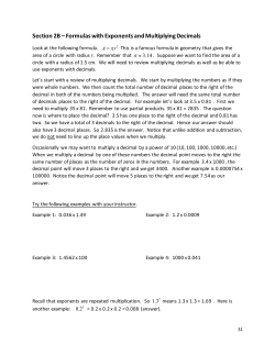 Section 2B &ndash; Formulas with Exponents and Multiplying Decimals