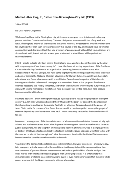 Martin Luther King, Jr., `Letter from Birmingham City Jail` (1963)