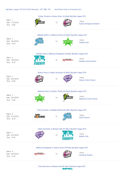 Big Bash League T20 2015-2016 Schedule