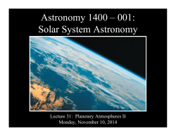 Astronomy 1400 &ndash; 001: Solar System Astronomy