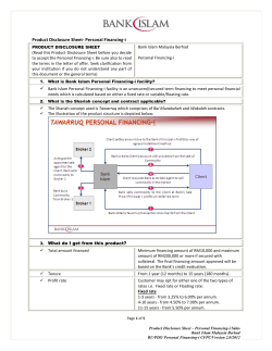 Product Disclosure Sheet- Personal Financing-i