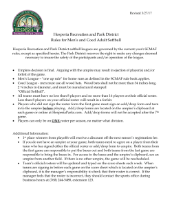 Hesperia Recreation and Park District Rules for Men`s and Coed