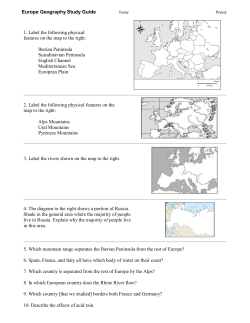 Europe Geography Study Guide 1. Label the following physical
