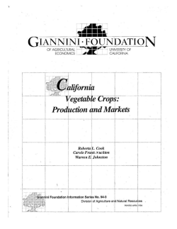 California Vegetable Crops: Production and Markets