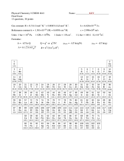Physical Chemistry I CHEM 4641 Name