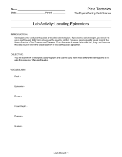Locating Epicenter Lab 2016 2017