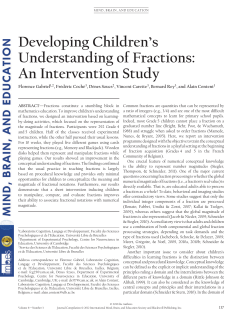 Developing Children`s Understanding of Fractions: An Intervention