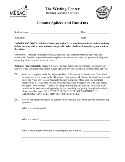 Comma Splices and Run-Ons