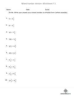 Mixed number division: Worksheet 7.1