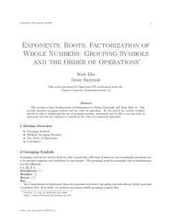 Grouping Symbols and the Order of Operations