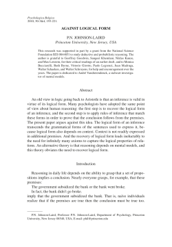 Against logical form. - Mental Models and Reasoning Lab