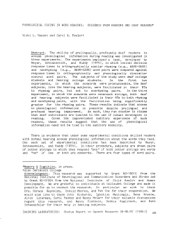 PHONOLOGICAL CODING IN WORD READING