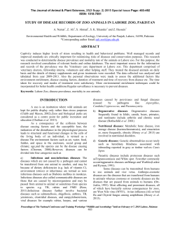 study of disease records of zoo animals in lahore zoo, pakistan