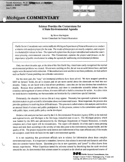 Science Provides the Cornerstone for a State Environmental Agenda