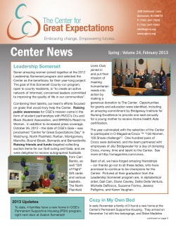 CGE Spring 2013 vol24 - The Center For Great Expectations