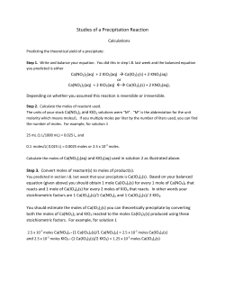 Studies of a Precipitation Reaction: Calculations