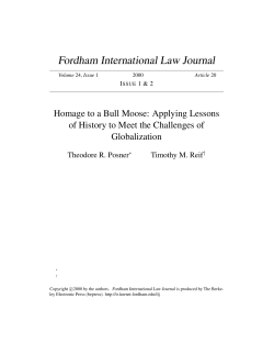 Homage to a Bull Moose: Applying Lessons of History to