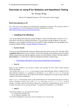 Exercises on using R for Statistics and Hypothesis Testing Dr