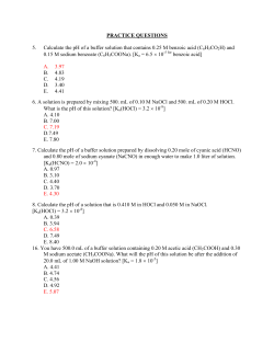 PRACTICE QUESTIONS 5. Calculate the pH of a buffer solution that
