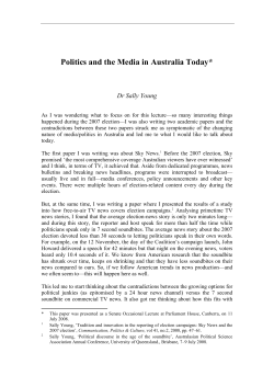 Politics and the Media in Australia Today