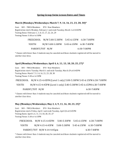 Spring Group Swim Lesson Dates and Times March (Mondays