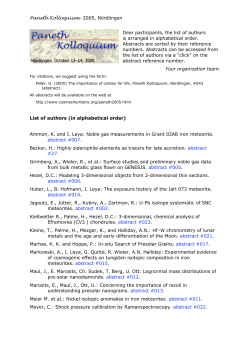 Paneth Kolloquium 2005, N&ouml;rdlingen Dear participants, the list of