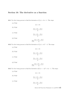 Section 10: The derivative as a function