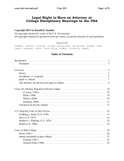 Legal Right to Have an Attorney at College Disciplinary Hearings in
