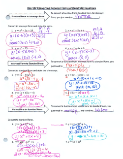 Day 107 Notes and HW - Writing Equations and Converting Forms