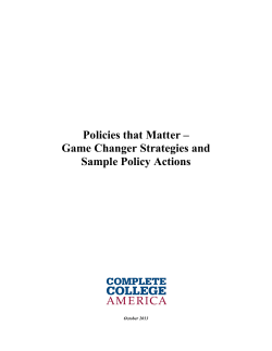 Policies that Matter &ndash; Game Changer Strategies and Sample Policy
