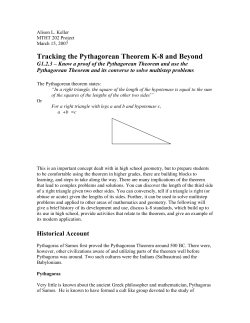 Tracking the Pythagorean Theorem K