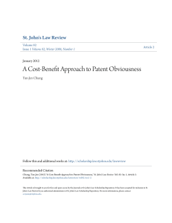 A Cost-Benefit Approach to Patent Obviousness
