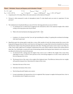 Physics 05-Pressure, Pascal`s Principle, Archimede`s Principle