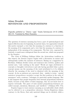 Adam Drozdek SENTENCES AND PROPOSITIONS