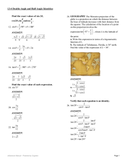 Find the exact values of sin 2&theta;, cos2&theta;, . 12. ANSWER