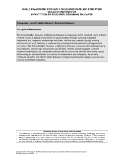 Infant/Toddler or Beginning Educarer
