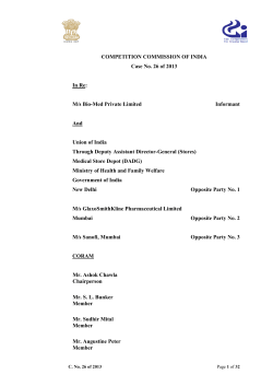 COMPETITION COMMISSION OF INDIA Case No. 26 of 2013 In Re