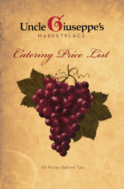 catering pricing menu - Uncle Giuseppe`s Marketplace