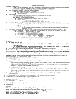 Dilutions and Solutions